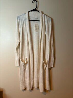 A New Day Oatmeal Long Sleeve Lightweight Duster Cardigan with Pockets